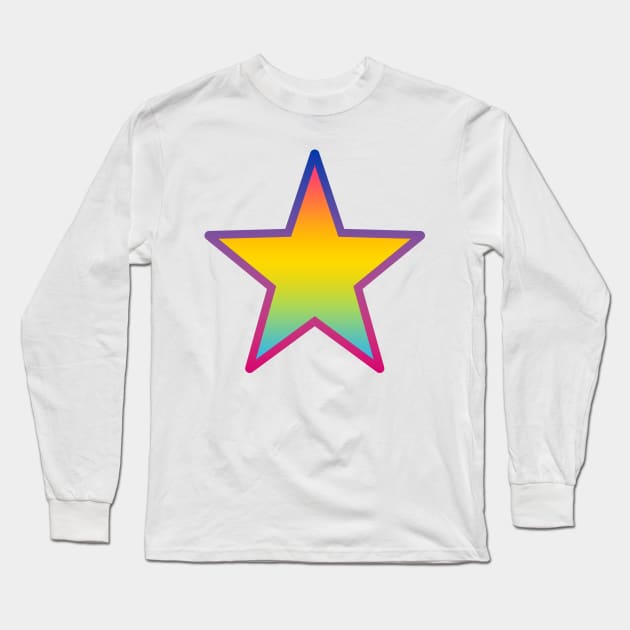 Bi+ Star (Pan Flag with upside-down Bi Flag outline) Long Sleeve T-Shirt by opalaricious